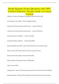Dental Hygiene Exam&sol; Questions with 100&percnt; Verified Solutions&sol; Already Grade A&plus;&sol; Latest Version