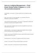 Intro to Lodging Management - Final Exam Study Guide Chapters 1&comma; 3&comma; 10-14 correctly answered
