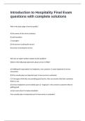 Introduction to Hospitality Final Exam questions with complete solutions