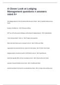 A Closer Look at Lodging Management questions n answers rated A&plus;