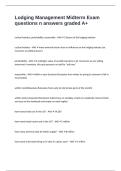 Lodging Management Midterm Exam questions n answers graded A&plus;