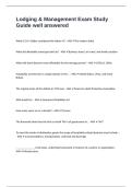 Lodging & Management Exam Study Guide well answered