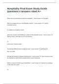 Hospitality Final Exam Study Guide questions n answers rated A&plus;