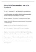 Hospitality Test questions correctly answered