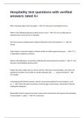 Hospitality test questions with verified answers rated A&plus;