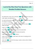 Lord of the Flies Final Test Questions with  Detailed Verified Answers