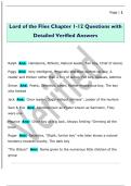 Lord of the Flies Chapter 1-12 Questions with  Detailed Verified Answers