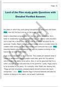 Lord of the Flies study guide Questions with  Detailed Verified Answers 