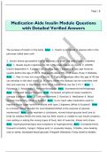 Medication Aide Insulin Module Questions  with Detailed Verified Answers