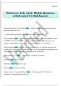 Medication Aide Insulin Module Questions  with Detailed Verified Answers 