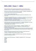 BIOL 2402 - Exam 1 - UMSL Questions & Answers Solved 100&percnt; Correct&excl;&excl;