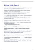 Biology 2402 - Exam 2 Questions And Answers Latest Updates 2026 With Correct Answers 100&percnt; With Complete Solutions Pass Guaranteed &vert; Graded A&plus; &vert;