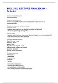 BIOL 2402 LECTURE FINAL EXAM - Schmidt Questions and Answers Best rated A&plus; Guaranteed Success Latest Update