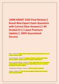 UARK MGMT 2103 Final Review&vert;&vert; Brand New Expert Exam Questions with Correct Clear Answers&vert;&vert; All Graded A&plus;&vert;&vert; Latest Premium Update&vert;&vert; 100&percnt; Guaranteed Success&period;