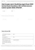 Utah burglar alarm Qualifying Agent Exam 2025 &lpar;Actual Exam&rpar; Questions with verified Answers &lpar;Latest Update 2025&rpar; UPDATE&excl;&excl;