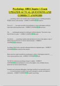 Psychology 1000 Chapter 1 Exam  UPDATED ACTUAL QUESTIONS AND  CORRECT ANSWERS