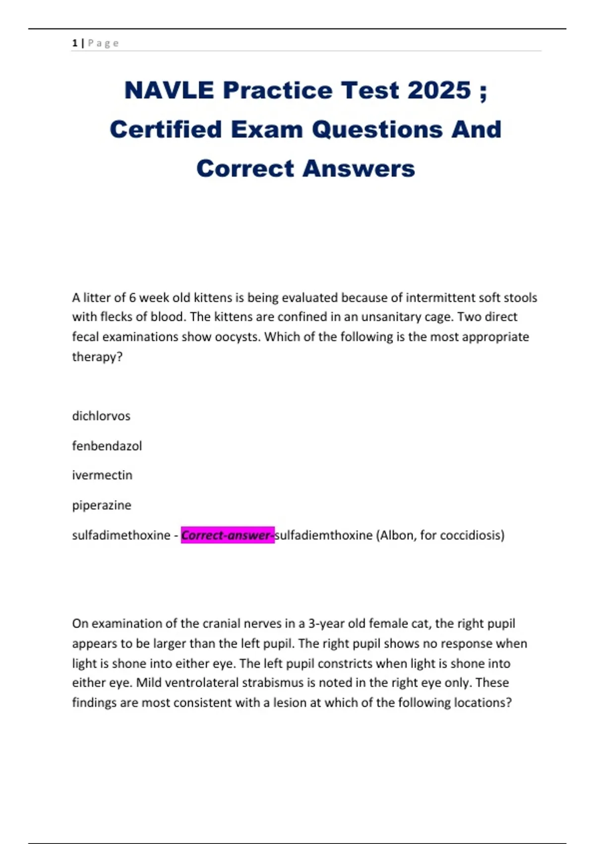 NAVLE Practice Test 2025/2026 – Certified Exam Questions with Correct ...