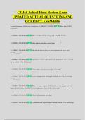 CJ Jail School Final Review Exam  UPDATED ACTUAL QUESTIONS AND  CORRECT ANSWERS