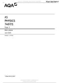 A-Level AQA Physics 7407&sol;2 Paper 2 Mark scheme 2024