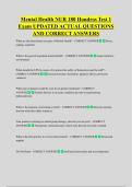 Mental Health NUR 180 Hondros Test 1  Exam UPDATED ACTUAL QUESTIONS  AND CORRECT ANSWERS