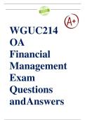 WGU C214 Financial Management OA Exam Questions and Answers&colon; Conquer Your Assessment