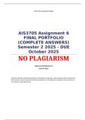 AIS3705 Assignment 6 FINAL PORTFOLIO &lpar;COMPLETE ANSWERS&rpar; Semester 2 2025 - DUE October 2025&semi; 100&percnt; TRUSTED Complete&comma; trusted solutions and explanations&period; Ensure your success with us&period; 
