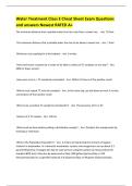 Water Treatment Class E Cheat Sheet Exam Questions and answers Newest RATED A&plus; 