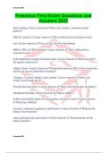 Fresenius Final Exam Questions and Answers 2025