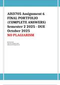 AIS3705 Assignment 6 FINAL PORTFOLIO &lpar;COMPLETE ANSWERS&rpar; Semester 2 2025 - DUE October 2025