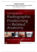 Complete Test Bank Textbook of Radiographic Positioning and Related Anatomy&comma; 11th Edition&period; By John Lampignano&comma; Leslie E&period; Kendrick&period; &lpar;All Chapters 1-20&comma; Latest Edition&comma; Verified answers&rpar;