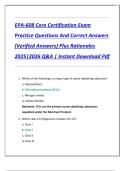EPA-608 Core Certification Exam  Practice Questions And Correct Answers  &lpar;Verified Answers&rpar; Plus Rationales  2025&vert;2026 Q&A &vert; Instant Download Pdf