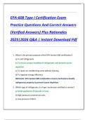 EPA-608 Type I Certification Exam  Practice Questions And Correct Answers  &lpar;Verified Answers&rpar; Plus Rationales  2025&vert;2026 Q&A &vert; Instant Download Pdf