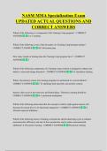NASM MMA Specialization Exam  UPDATED ACTUAL QUESTIONS AND  CORRECT ANSWERS