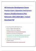 HSI Instructor Development Course  Practice Exam 2 Questions And Correct  Answers &lpar;Verified Answers&rpar; Plus  Rationales 2025&vert;2026 Q&A &vert; Instant  Download Pdf