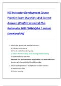 Compilation Bundle for HSI Instructor Development Course Practice Exams Questions And Correct Answers &lpar;Verified Answers&rpar; Plus Rationales 2025&vert;2026 Q&A &vert; Instant Download Pdf