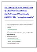 Compilation Bundle for NSC First Aid&comma; CPR & AED Practice Exams Questions And Correct Answers &lpar;Verified Answers&rpar; Plus Rationales 2025&vert;2026 Q&A &vert; Instant Download Pdf