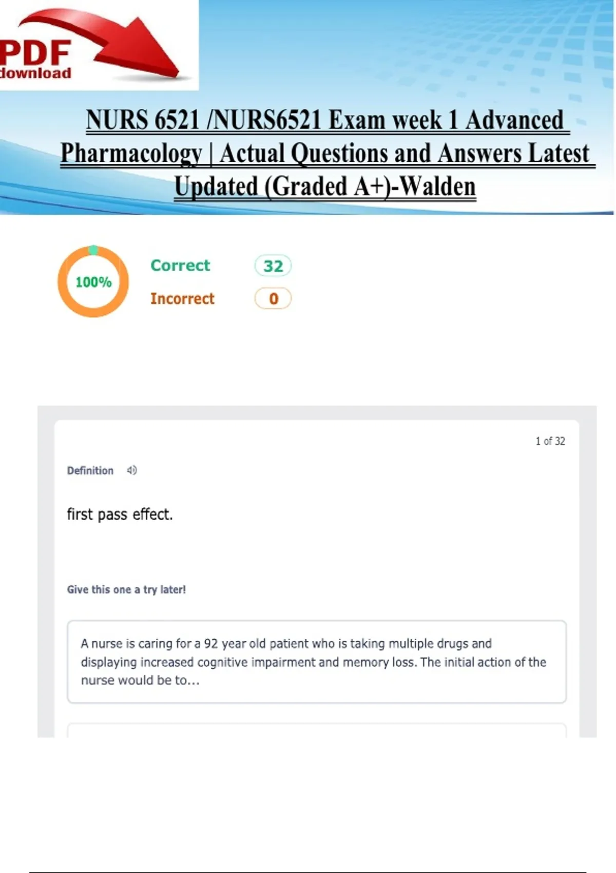 NURS 6521 /NURS6521 Exam week 1 Advanced Pharmacology | Actual ...