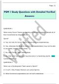 PSM 1 Study Questions with Detailed Verified  Answers 
