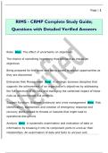 RIMS - CRMP Complete Study Guide&semi;  Questions with Detailed Verified Answers 
