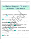 Small Business Management- FSE Questions  with Detailed Verified Answers