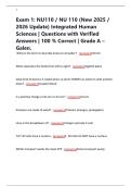 Exam 1&colon; NU110 &sol; NU 110 &lpar;New 2025 &sol; 2026 Update&rpar; Integrated Human Sciences &vert; Questions with Verified Answers &vert; 100 &percnt; Correct &vert; Grade A &ndash; Galen&period;