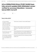 UCLA OPERATIONS EXAM STUDY GUIDE Exam fully solved & updated 2025-2026&lpar;latest version verified for accuracy&rpar; &lpar;Questions &plus; Answers&rpar; Solved 100&percnt; Correct&excl;&excl;
