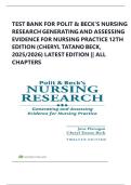 TEST BANK FOR POLIT & BECK'S NURSING RESEARCH GENERATING AND ASSESSING EVIDENCE FOR NURSING PRACTICE 12TH EDITION &lpar;CHERYL TATANO BECK&comma; 2025&sol;2026&rpar; LATEST EDITION &vert;&vert; ALL CHAPTERS