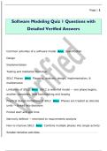 Software Modeling Quiz 1 Questions with  Detailed Verified Answers
