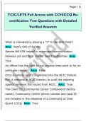 TCIC&sol;LETS Full Access with CCH&sol;CCQ Re certification Test Questions with Detailed  Verified Answers