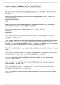 HAP-5 FINAL EXAM REVIEW QUESTIONS