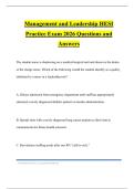 Management and Leadership HESI Practice Exam 2026 Questions and Answers