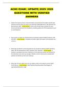 ACHC EXAM &vert; UPDATE&vert; 2025&sol; 2026  QUESTIONS WITH VERIFIED  ANSWERS