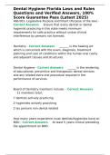 Dental Hygiene Florida Laws and Rules Questions and Verified Answers&comma; 100- Score Guarantee Pass &lpar;Latest
