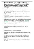 Florida Dental Law and Rules Exam Questions and Verified Answers&comma; 100- Score Guarantee Pass &lpar;Latest